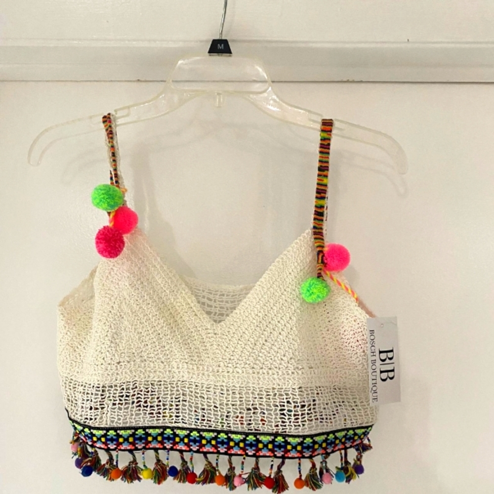 Crochet-knit cropped top